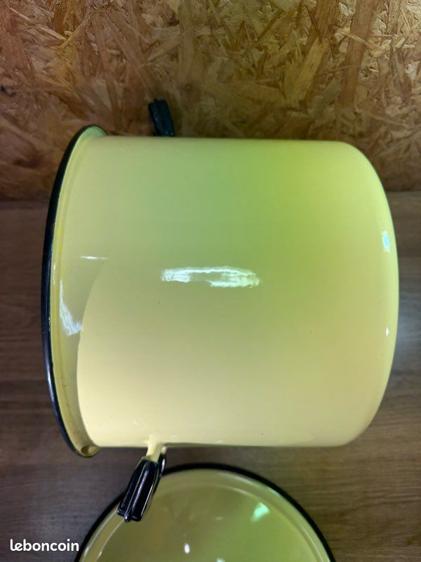 Faitout Marmite Vintage Aubecq Métal émaillé Vert Clair - Diamètre 30 Cm - Induction