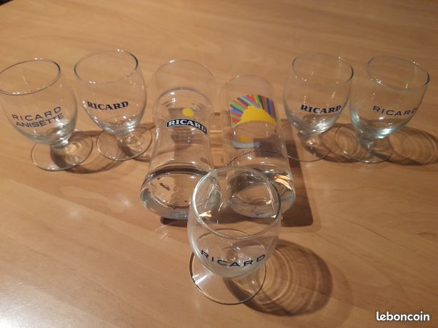 LOT 6 ANCIENS VERRES RICARD ANNEE 60 , 25 CL , VR51