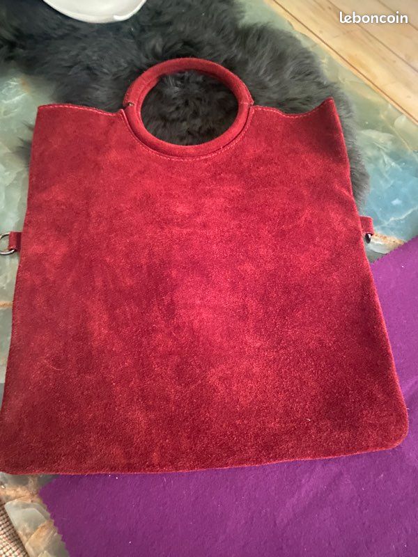 Sac en daim bordeaux neuf (image 2)