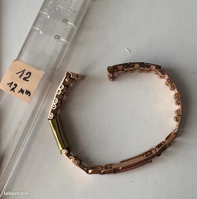 Bracelet De Montre Femme Plaqué Or Jaune MURAT – Neuf Sans étiquette, Largeur 12 Mm, Style 2 Pièces