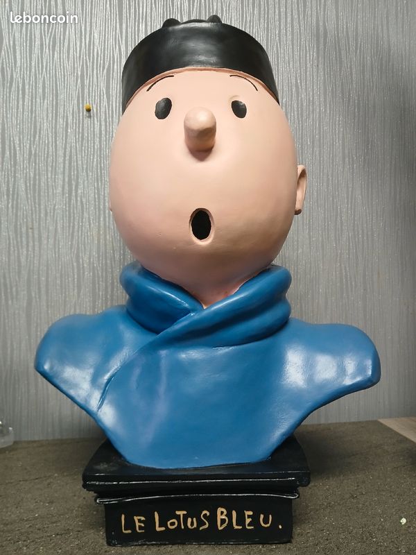 Superbe Buste Tintin Lotus Bleu 51 X 37 Cm a Collectionner