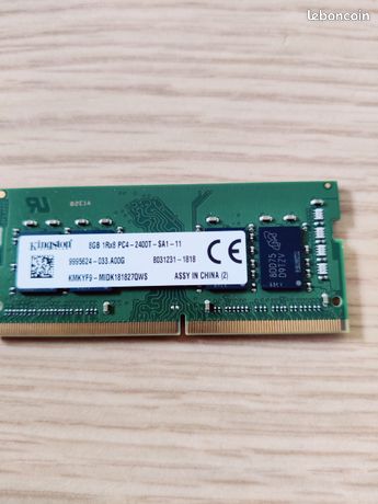 Barrette Mémoire RAM Kingston 8Go (1x8Go) DDR4 – PC4-2400T, D'occasion, Fonctionnelle