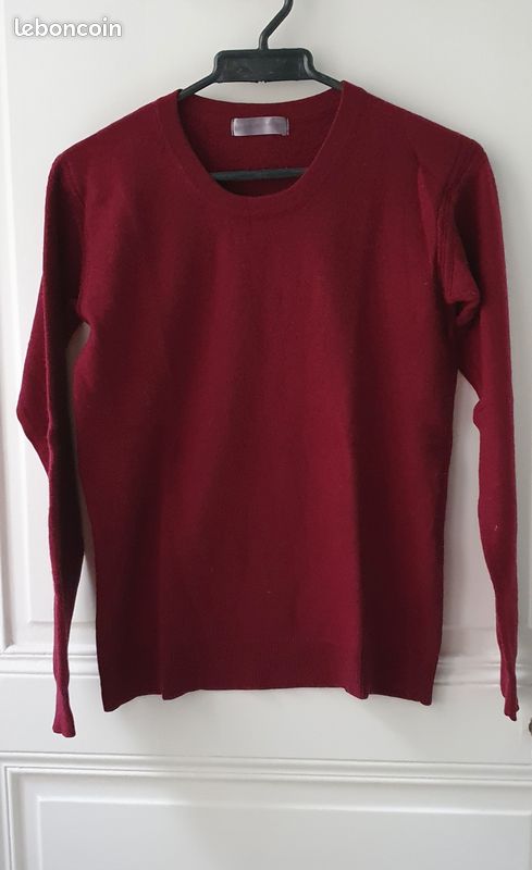 Pull col rond COZY Princesse Tam-Tam cachemire bordeaux T1 Vêtements