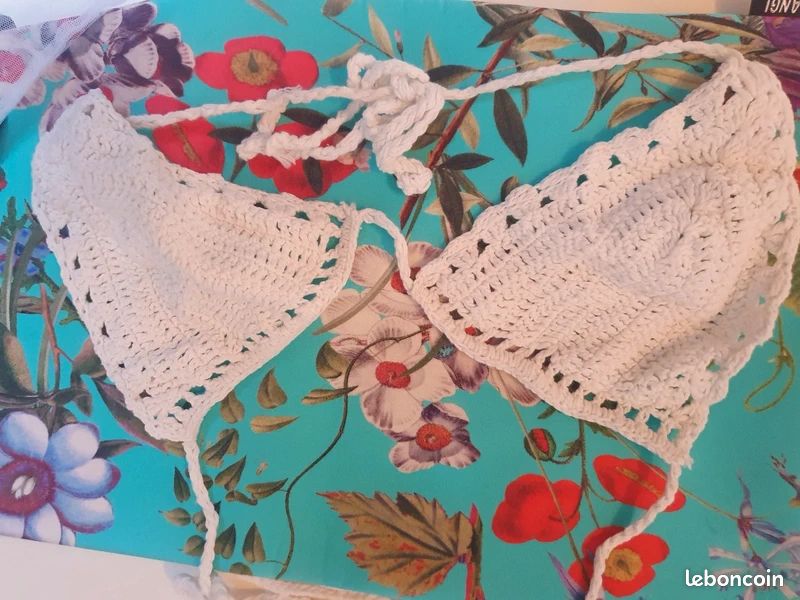 đč Maillot de Bain Bikini Crochet Dentelle - Boho Ibiza (S/M) (image 8)