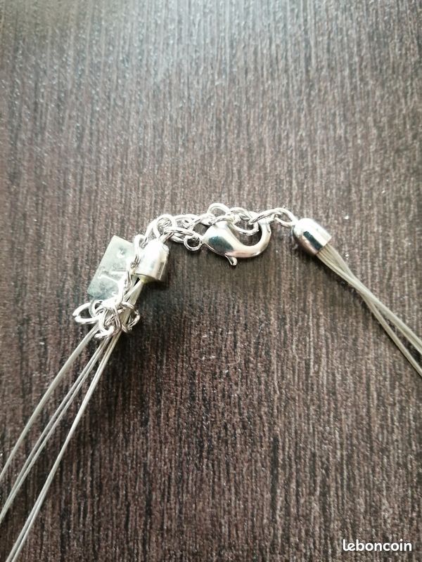 Collier Ikita Paris Déclaration - Chaîne Sans Fin 60cm Perles Verre Gris - Neuf Avec Étiquettes