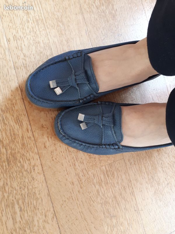 Mocassins bleus T37, très bon état (image 1)