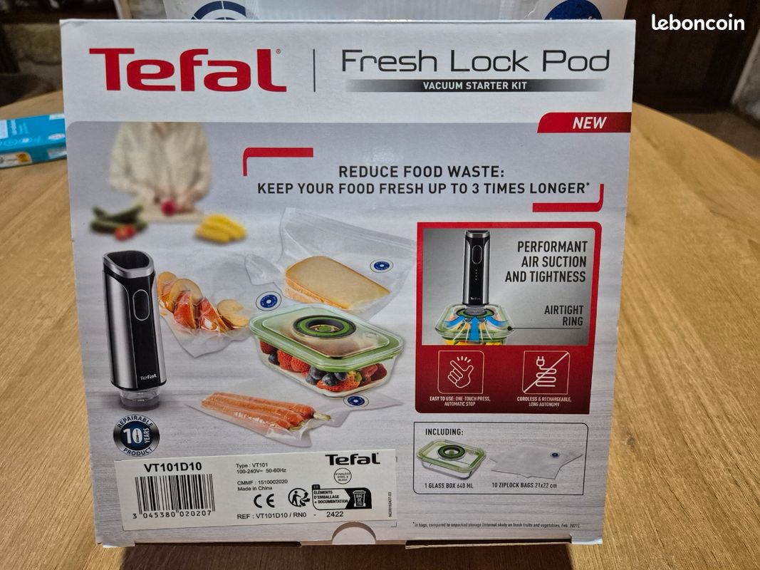 tefal kit sous vide fresh lock pod Vacupack Plus de Tefal, comment mettre sous vide avec une boites repas main image 1