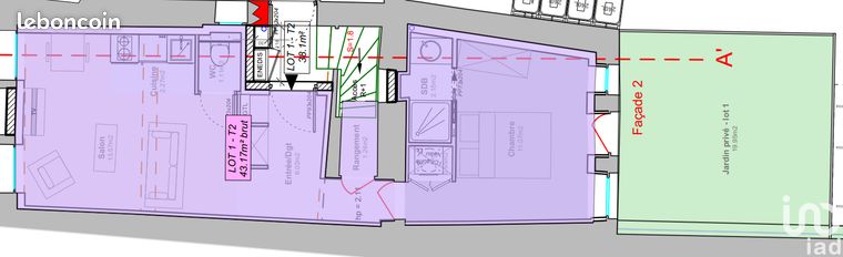 Appartement 2 pièces 42 m²