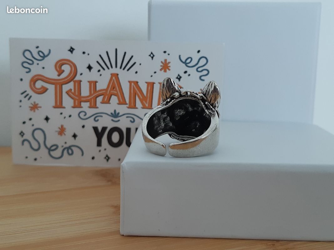Bague chevalière vintage bouledogue francais (image 2)