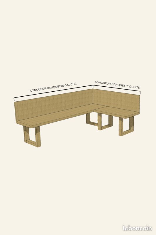 CANAPÉ D'ANGLE BOIS MASSIF - BANQUETTE BORD NATUREL - Jusqu'à 300 cm (image 7)