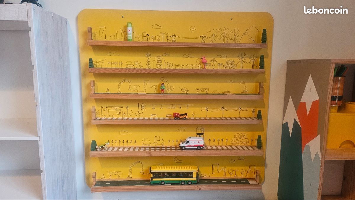 Étagère Murale Bois 92 Compartiments Pour Voitures Miniatures – Rangement Collection Enfants, 50×78.8 Cm, Organisation Verticale