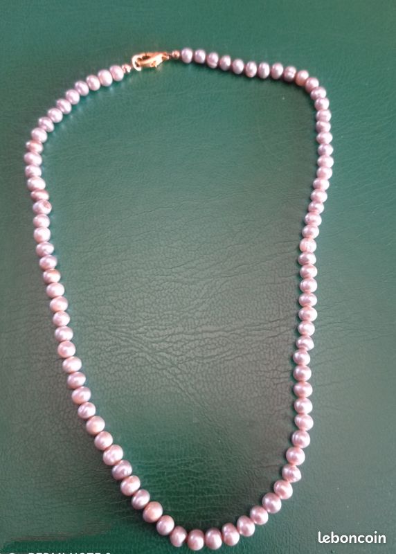 Parure perles de culture (collier BO bague 52) forme originale vintage état neuf (image 1)