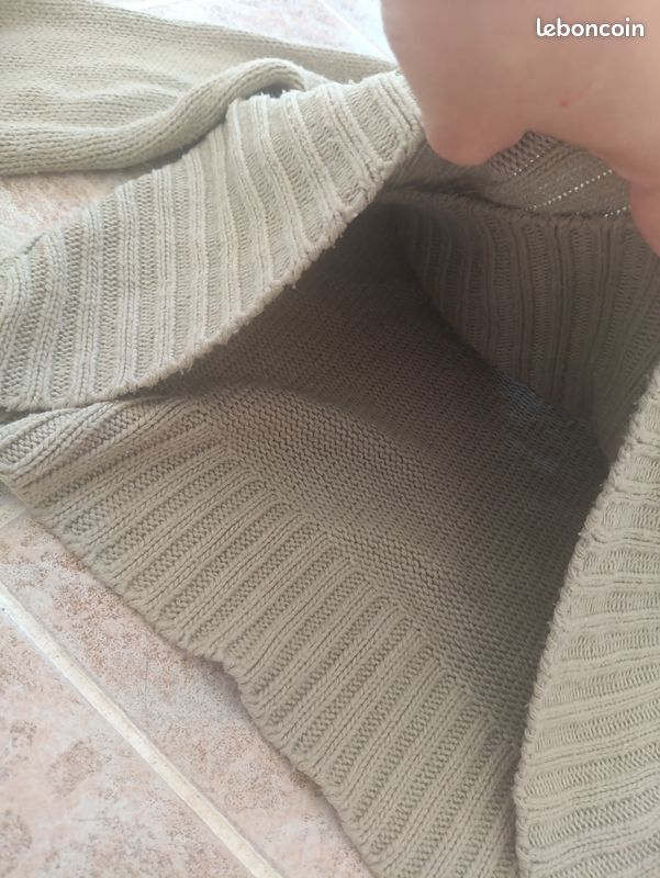 (K) Pull vert melange laine coupe croisé manches longues taille 34 (image 3)