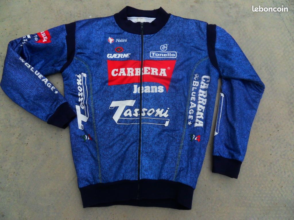 Maillot Cyclisme Vintage Nalini - Équipe Castorama Saison 1990/1991 - Bleu Et Blanc, Taille M/L