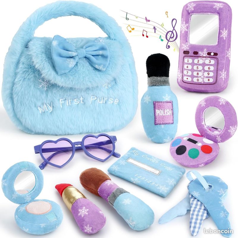 👜 Sac à main doudou et ses accessoires en tissu pour tout-petit (image 1)