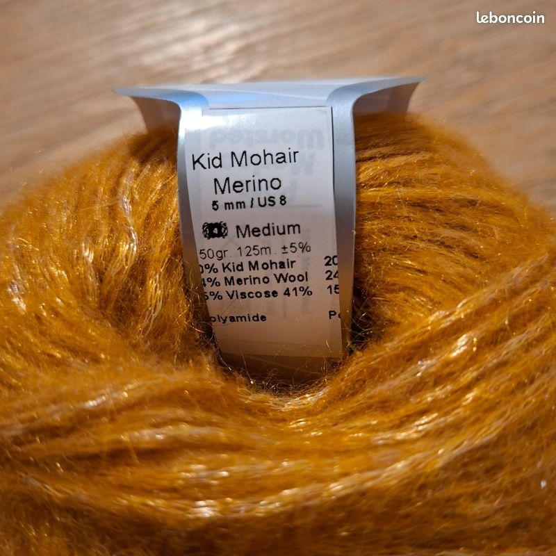 Lot De 10 Pelotes De Laine Kid Mohair Marron - Fabriqué En Italie - Pour Tricot, Accessoires, Plaids - Taille Aiguille 2,5+