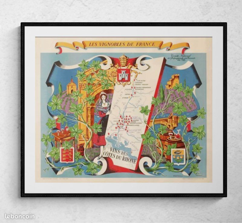 Affiche Toile Vintage Le Vignoble Nantais Muscadet – Poster Voyage Décoration Murale