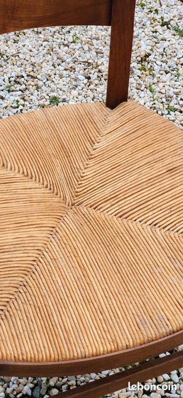 Fauteuil rustique ancien en bois massif et paille de seigle – Style Campagne chic (image 2)