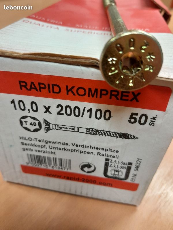 Vis a bois 10x200 tête fraisée Torx 40 par 50 pc (image 1)