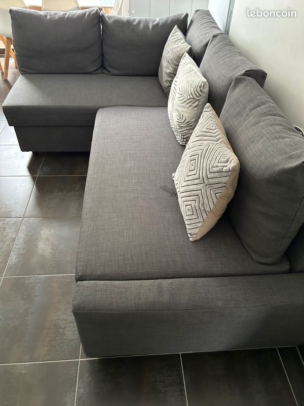 Canapé d’angle IKEA gris convertible et avec rangement (image 2)