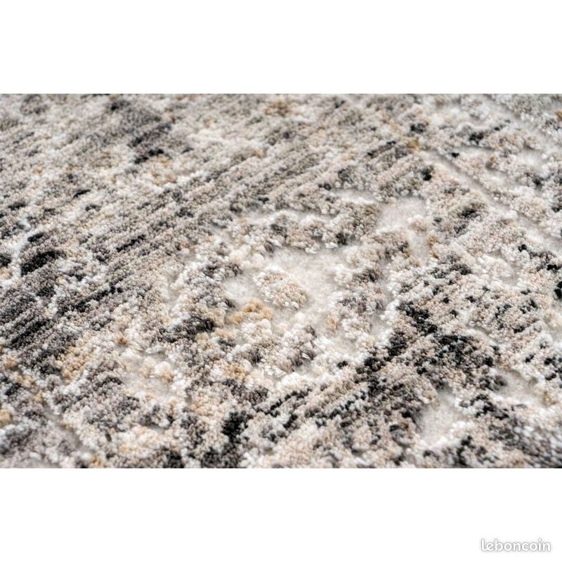 Tapis courtes mèches vintage rayé gris Sila Gris 80x150 (image 5)