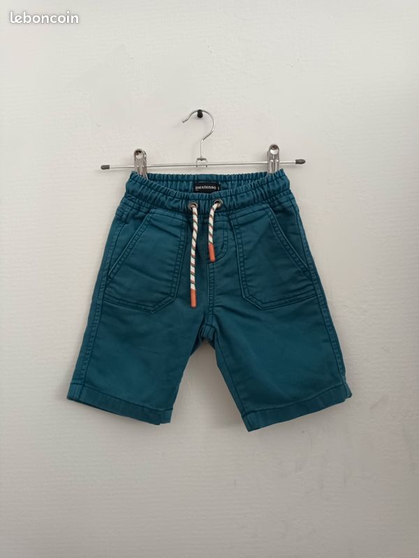 Bermuda garçon en coton bio bleu marine style cargo - total eclipse