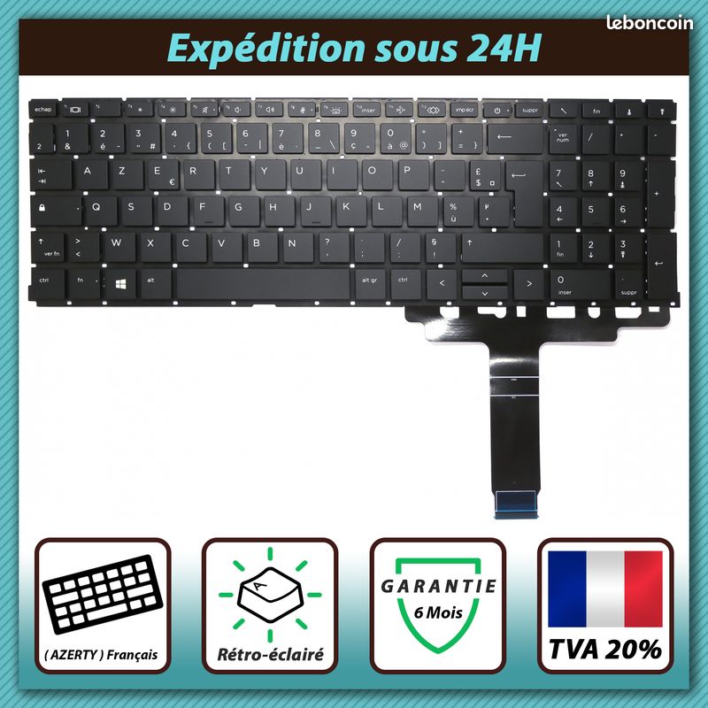 Clavier AZERTY Français Pour HP Probook 650 G4/G5 - Remplacement Sans Rétroéclairage (pièce D'origine)