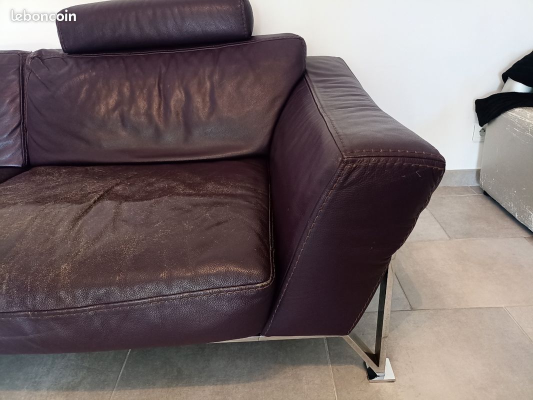 Canapé cuir 3 places Roche Bobois gris foncé - Ameublement Canapé cuir 3 places Roche Bobois gris foncé - Ameublement
