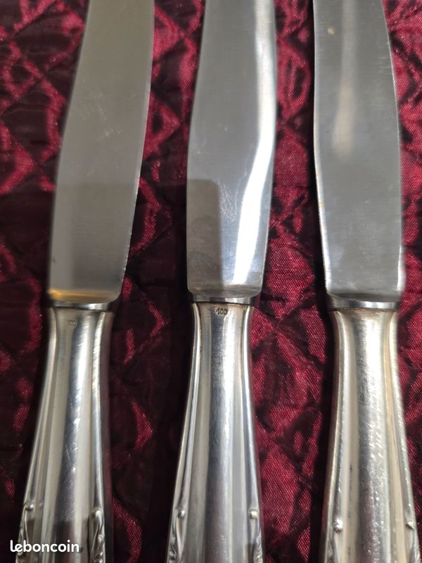 Lot De 12 Couteaux De Table Art Déco – Métal Argenté, Orfèvrerie, Adulte