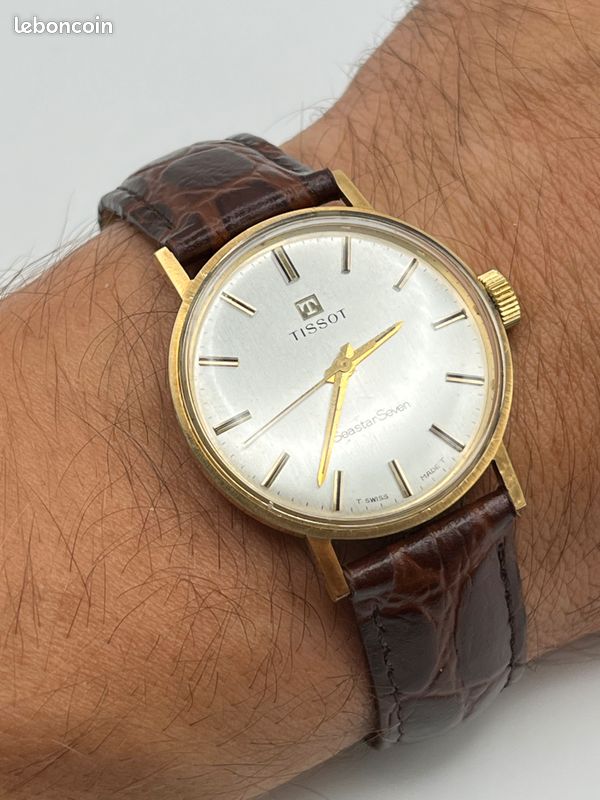 Montre Tissot Seastar Seven 31-781 - Cadran Doré, Remontage Manuel, Vintage Années 70, Neuve Avec étiquettes