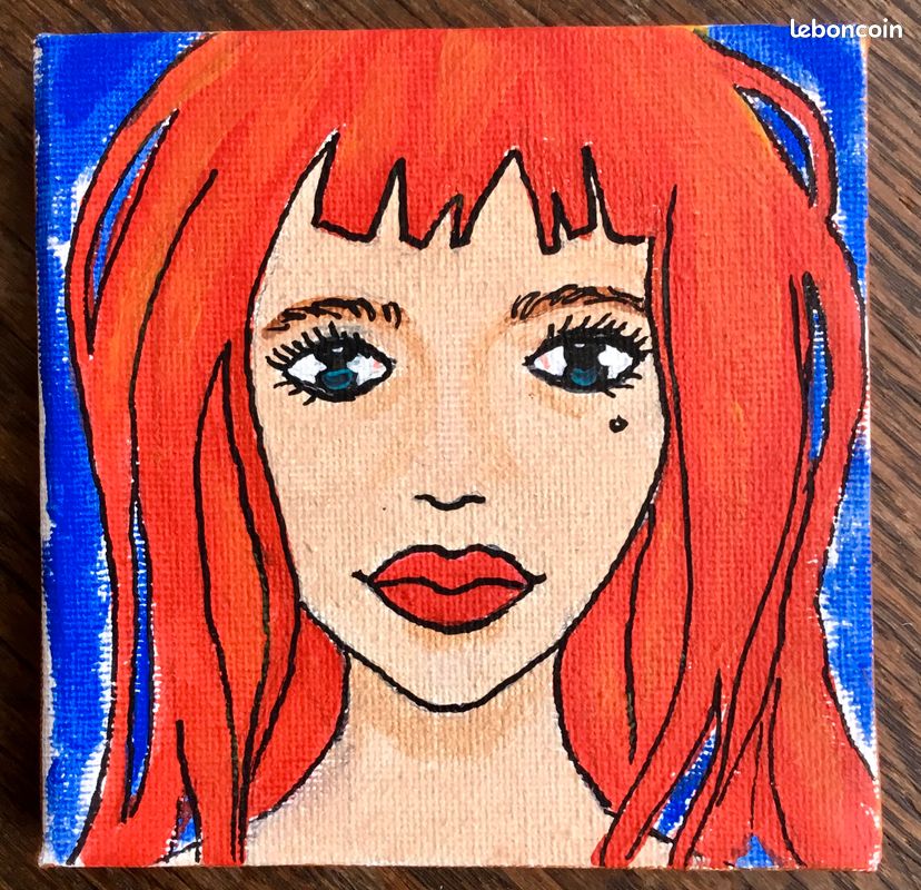 Portraits à l’acrylique sur petite toile 10 x 10 cm (image 4)