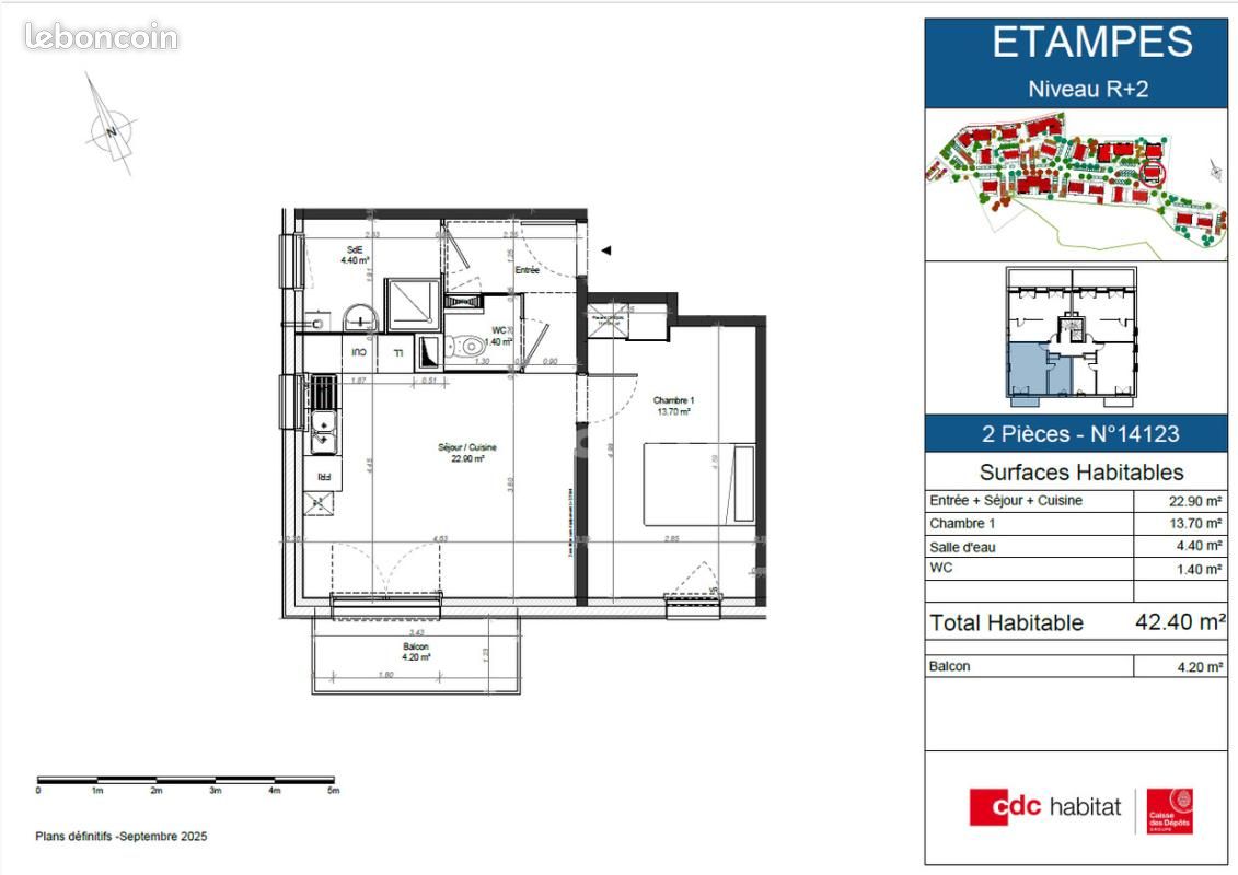 Appartement 2 pièces 42 m² · à Étampes · 42 m² · 662 €/mois