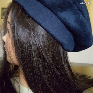 Béret bleu marine polaire fait main femme (image 2)