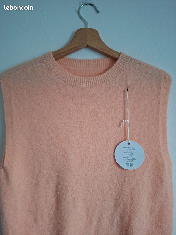 Pull débardeur avec alpaga,orange pâle, abricot, TU (34 à 40), dimensions photos, tout neuf (image 11)