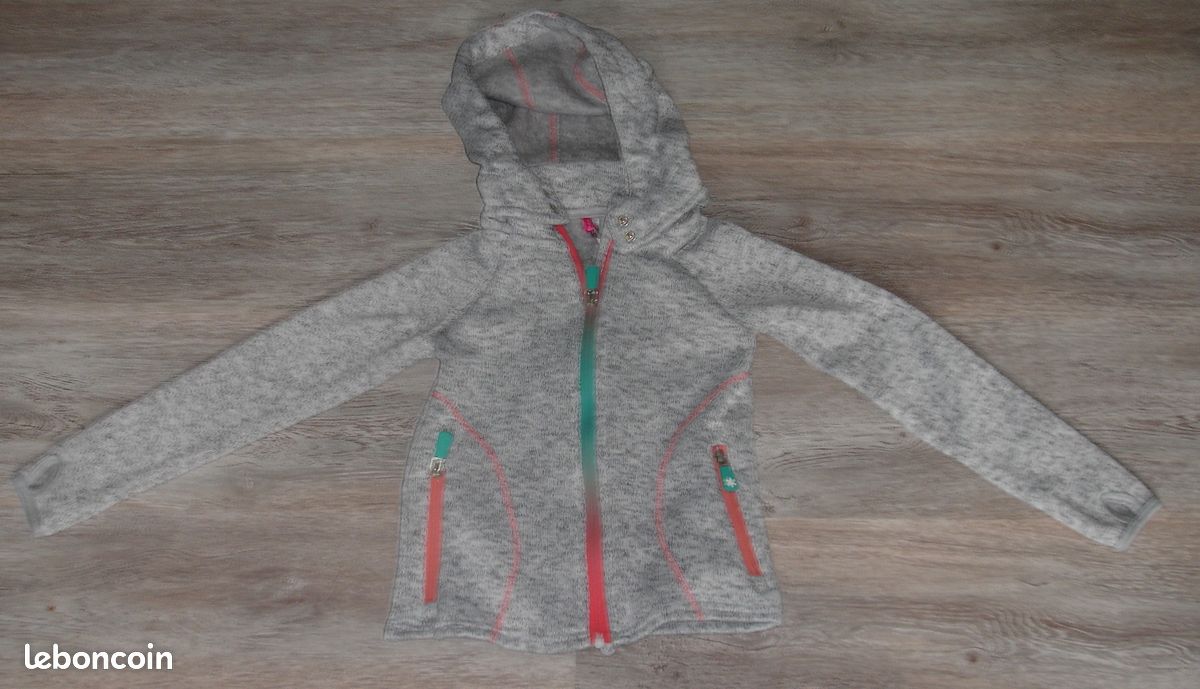 Blouson gris rose vert capuche neuf 6 ans orchestra (image 1)