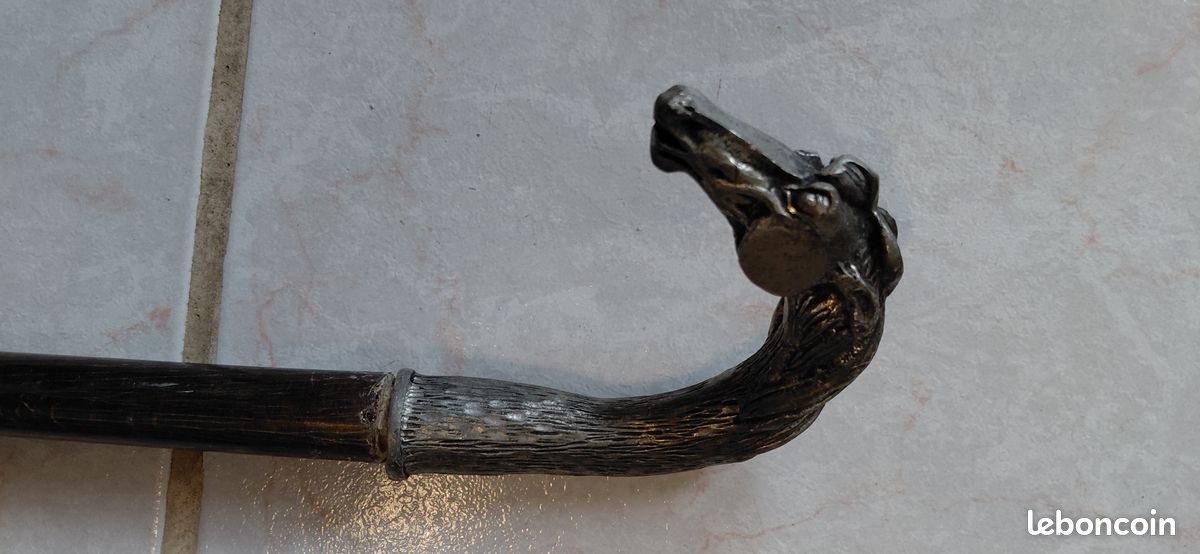 Ancien Fouet à Cheval Argent 900 – Canne En Tige De Cuir – Autriche, Années 1900 – Très Rare