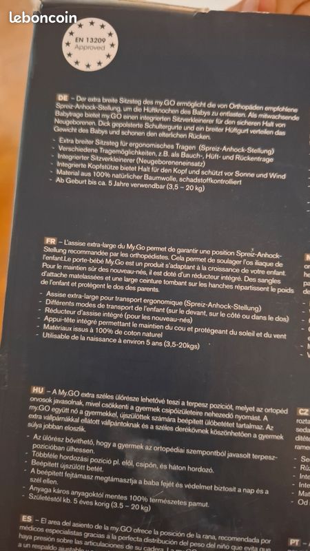 Porte bébé naissance a ans Cybex My Go Baby Carrier Équipement