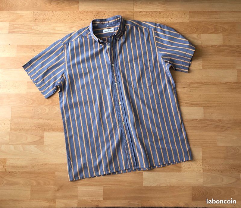 Chemise homme Balmain bleu rayé Taille L en très bon état (image 3)