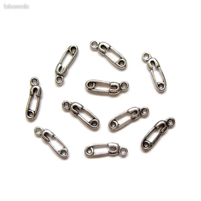 10 Breloques _ EPINGLE A NOURRICE 19X6mm _ Perles charms création bijoux _B029 (image 1)