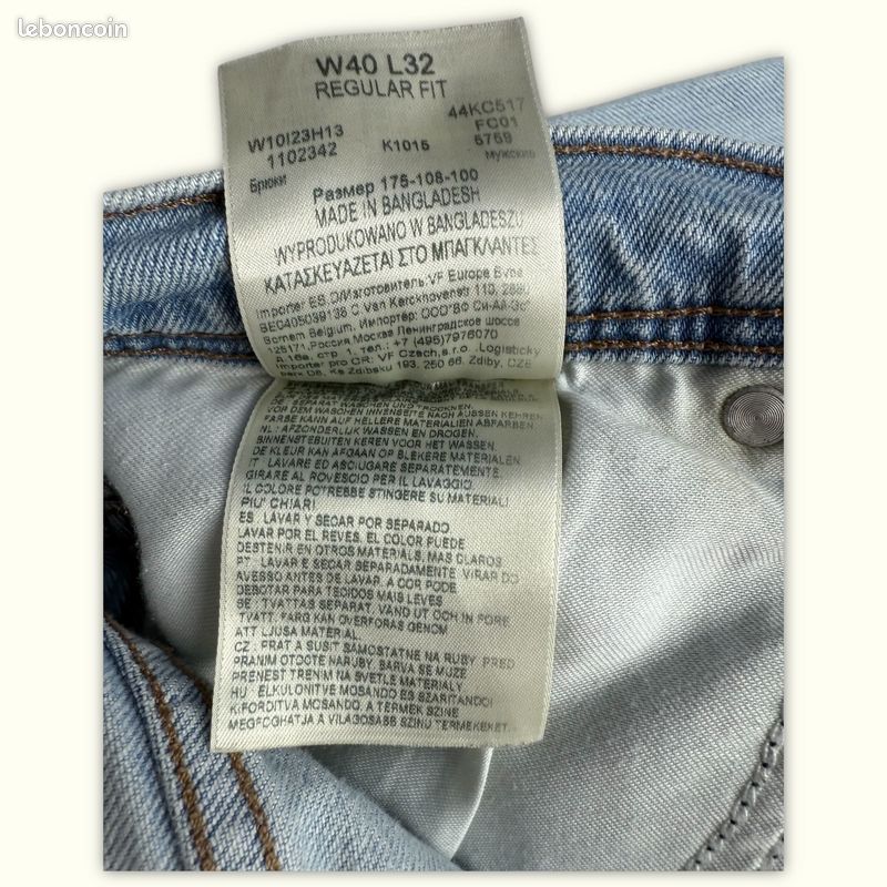 Jeans Homme Wrangler W40 L32 Bleu clair Coton Traces d'usure visibles Regular (image 8)