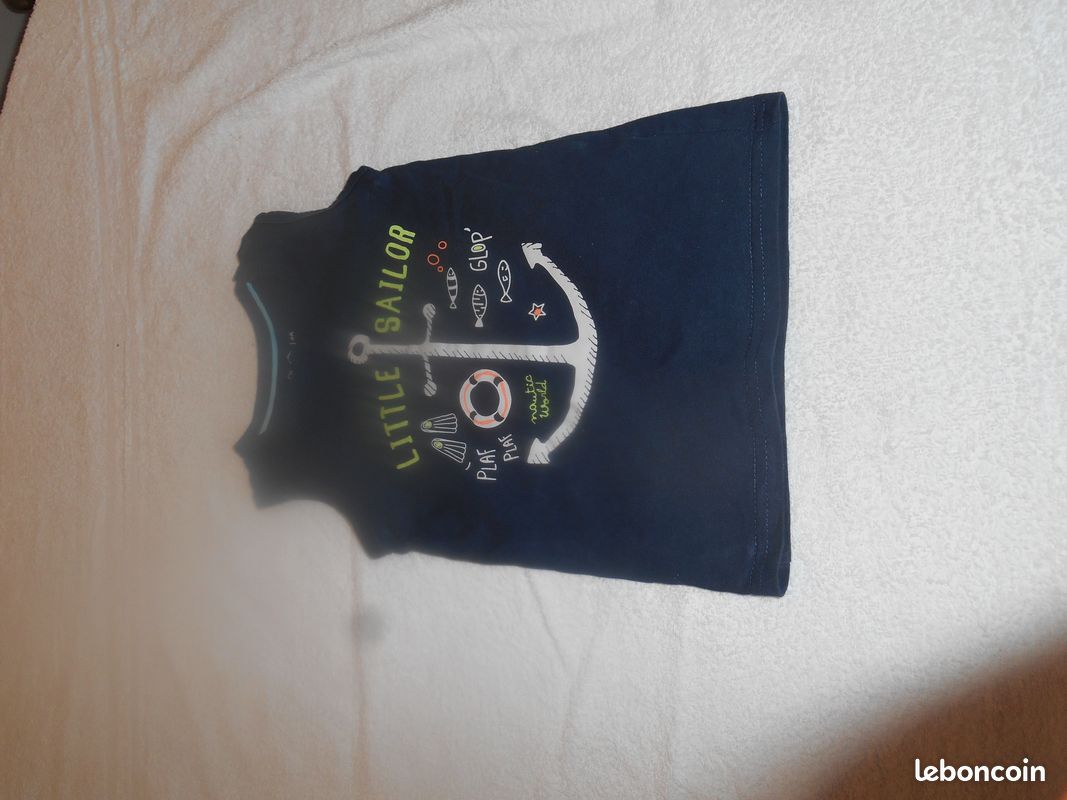 T-shirt, bleu marine, forme marcel, 4 ans, 1 euros (image 2)
