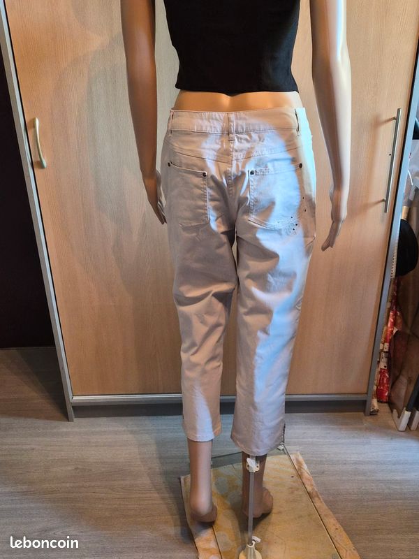 Pantalon D'été Femme Anne Weyburn Gris Perle - Taille 40 - En Polyester - Occasion Très Bon état (peu Porté)