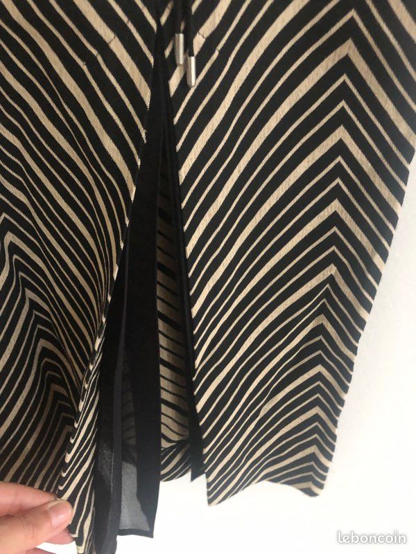 Jupe fendue noir et beige mango (image 3)