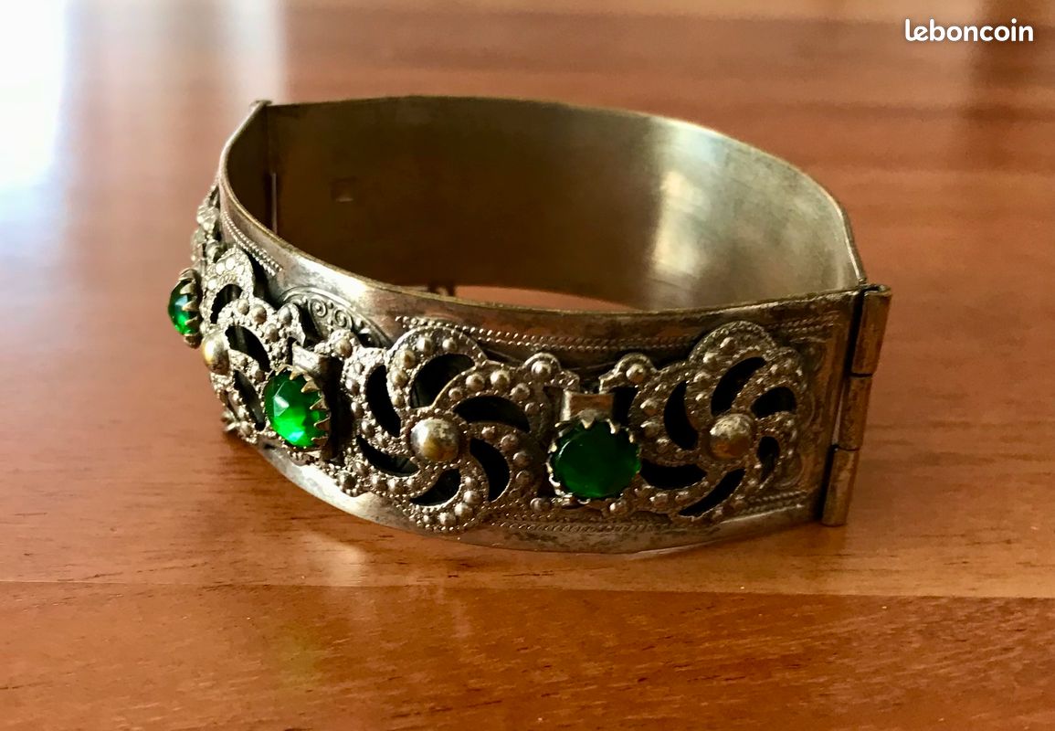 Bracelet Manchette Ethnique Ancien En Argent - Bon état