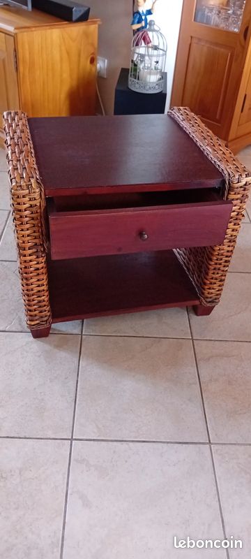 2 chevets osier et bois exotique (image 1)