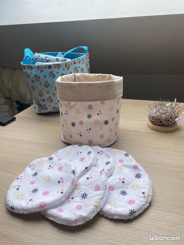 Kit 16 Lingettes Démaquillantes Lavables + Panier De Rangement - Réutilisables, écologiques, Couleur Bleu