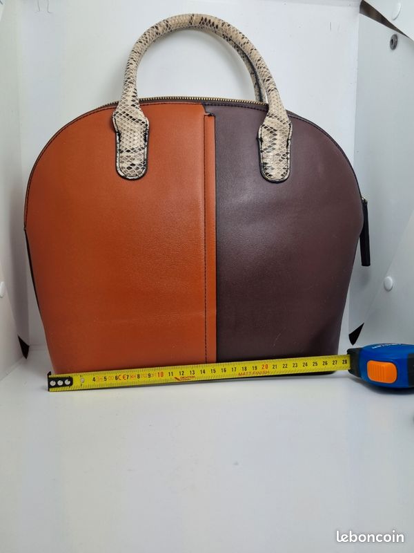 Sac à main M&S Collection marron cognac anses effet serpent (image 6)