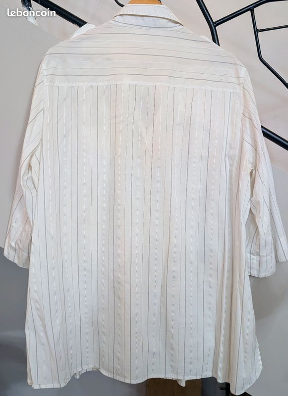 Chemise blanche à fines rayures argentées T50 (image 4)