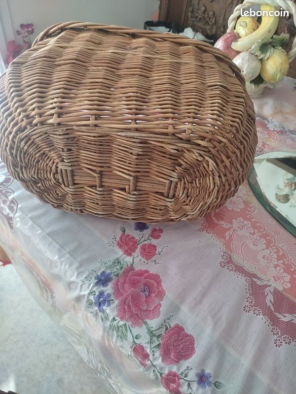 Kadax Grand Panier Osier Ovale Artisanale Main Brun (image 9)