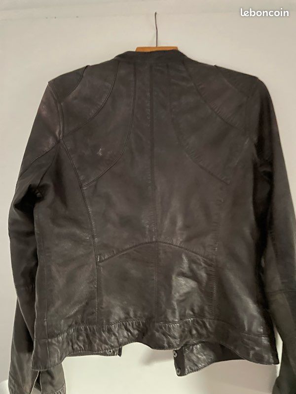 Veste cuir marron femme (image 6)
